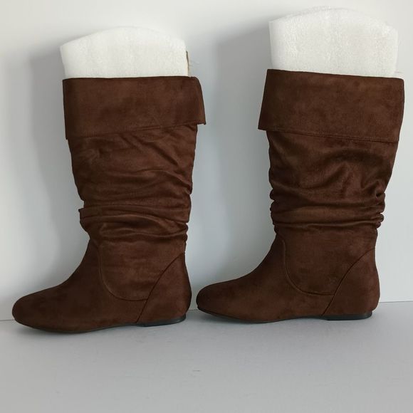 JOURNEE COLLECTION Womens Brown Folded-Over Comfort Chelly Boots Size 9.5M WC - Picture 4 of 5